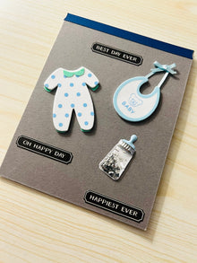 Baby Bottle Shaker Card for Boy, New Parent Greeting