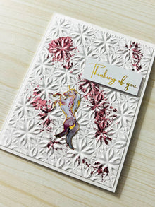 Unicorn Pink Foil Flaked Embossed Star Pattern Thinking of You Card