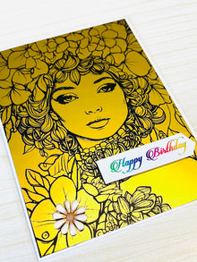 Gold Foiled Birthday Card: Ladies of Nature, Hydrangea Crown