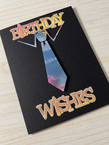 Men's Tie Birthday Card: Black Cardstock, Birthday Wishes