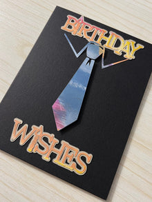 Men's Tie Birthday Card: Black Cardstock, Birthday Wishes