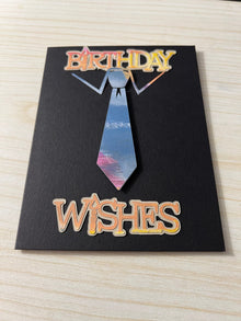 Men's Tie Birthday Card: Black Cardstock, Birthday Wishes