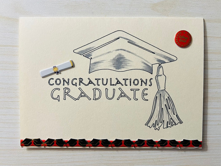 Graduate Cap and Diploma Accents Congratulations Card - A Commemorative Salute to Academic Achievement