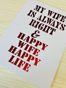 Red Foiled Marriage Advice Greeting Card: Newlywed Gift (5x7 in)
