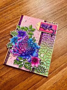 Ombre Chrysanthemum Birthday Card: Pink, Purple & Blue Floral