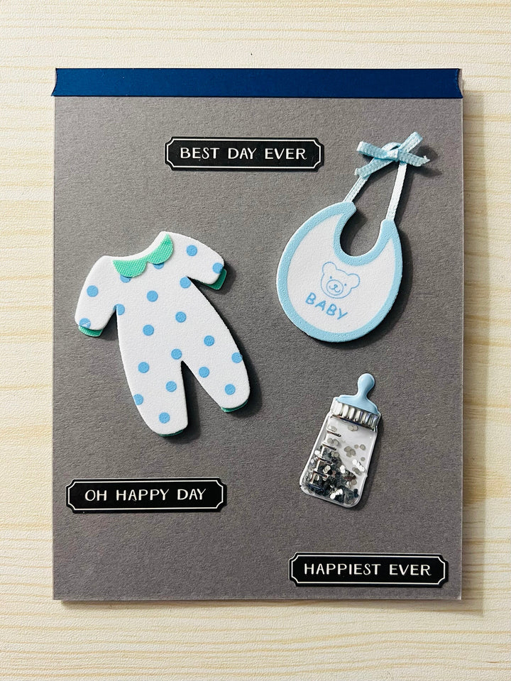 Baby Bottle Shaker Card for Boy, New Parent Greeting