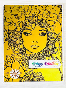 Gold Foiled Birthday Card: Ladies of Nature, Hydrangea Crown