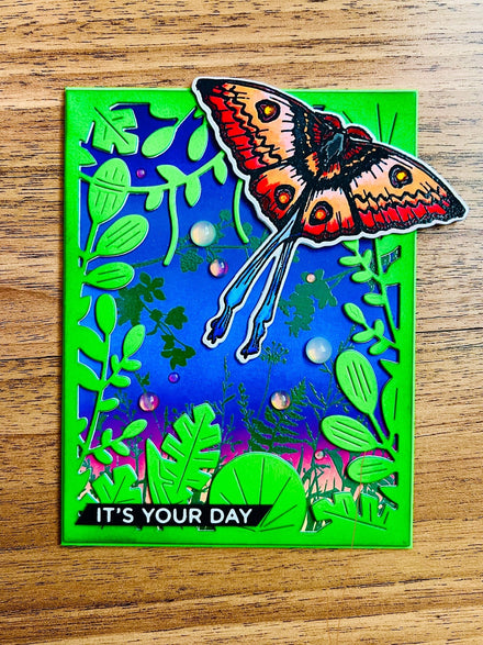 Orange Moth Jungle Leaves Frame It’s Your Day Card