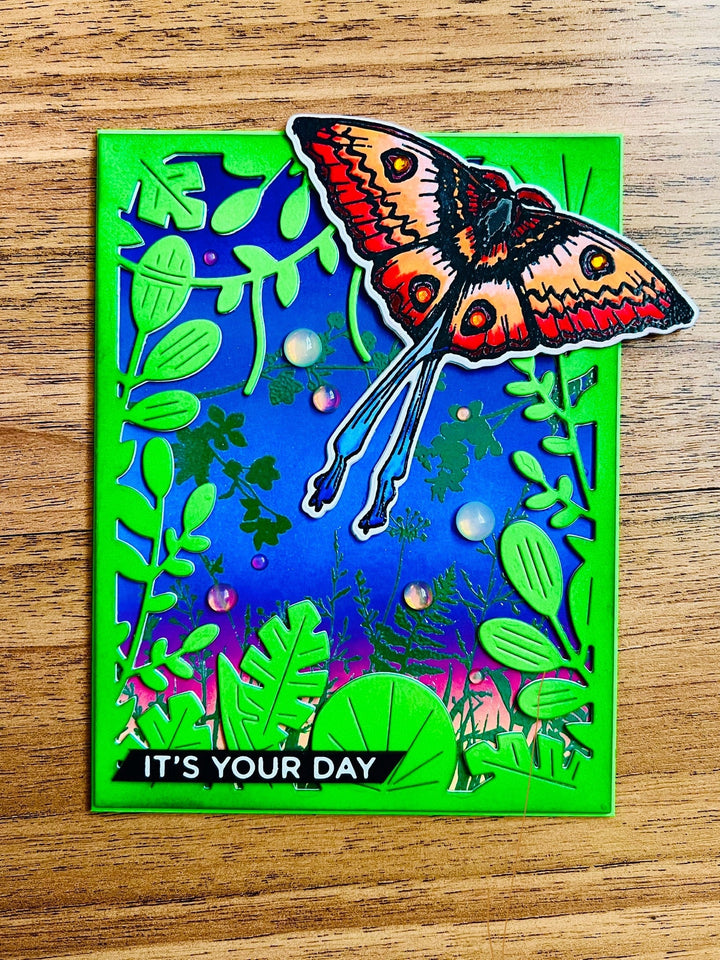 Orange Moth Jungle Leaves Frame It’s Your Day Card
