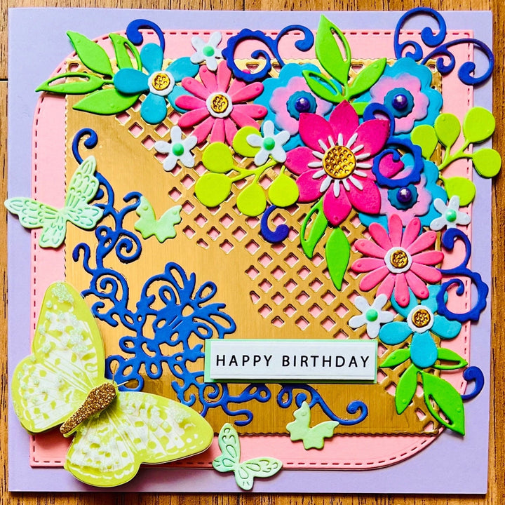 Butterfly Birthday Card: Handmade Floral Embellishments