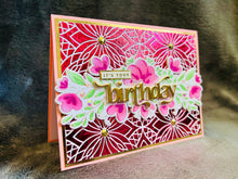 Pink Floral Birthday Card: Gold Foil Gem Accents