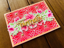 Pink Floral Birthday Card: Gold Foil Gem Accents