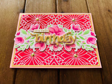 Pink Floral Birthday Card: Gold Foil Gem Accents