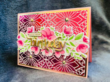 Pink Floral Birthday Card: Gold Foil Gem Accents