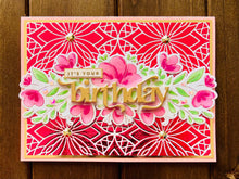 Pink Floral Birthday Card: Gold Foil Gem Accents