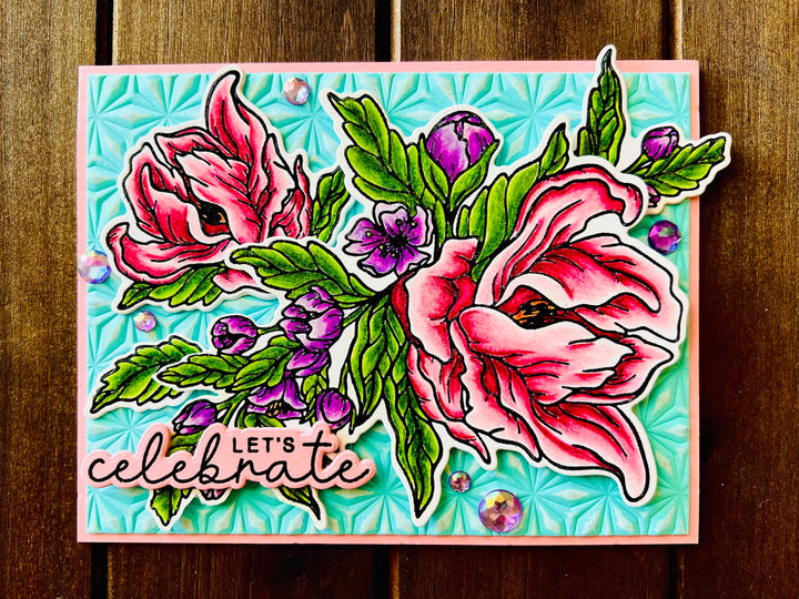 Pink Blossom Celebration Card: Embossed Floral Design