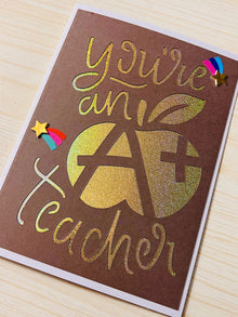 You’re an A+ Teacher Appreciation Thank You Card with White Cardbase - Perfect for Showing Gratitude to Teachers, Mentors, and Educators