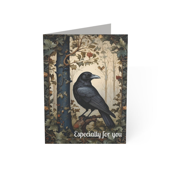 Black Raven Art Card: Boho Greeting Card (5x7 Inch) Single or Set of 5