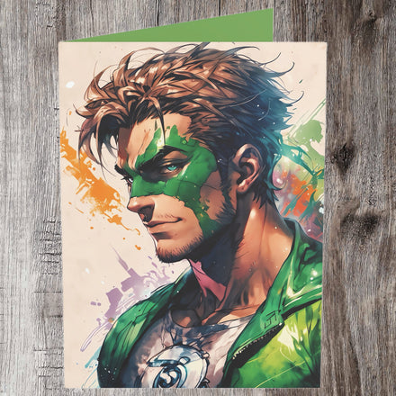 Emerald Superhero Artistic Render Greeting Card (5x7 Matte)