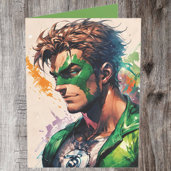 Emerald Superhero Artistic Render Greeting Card (5x7 Matte)