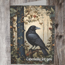 Black Raven Art Card: Boho Greeting Card (5x7 Inch) Single or Set of 5