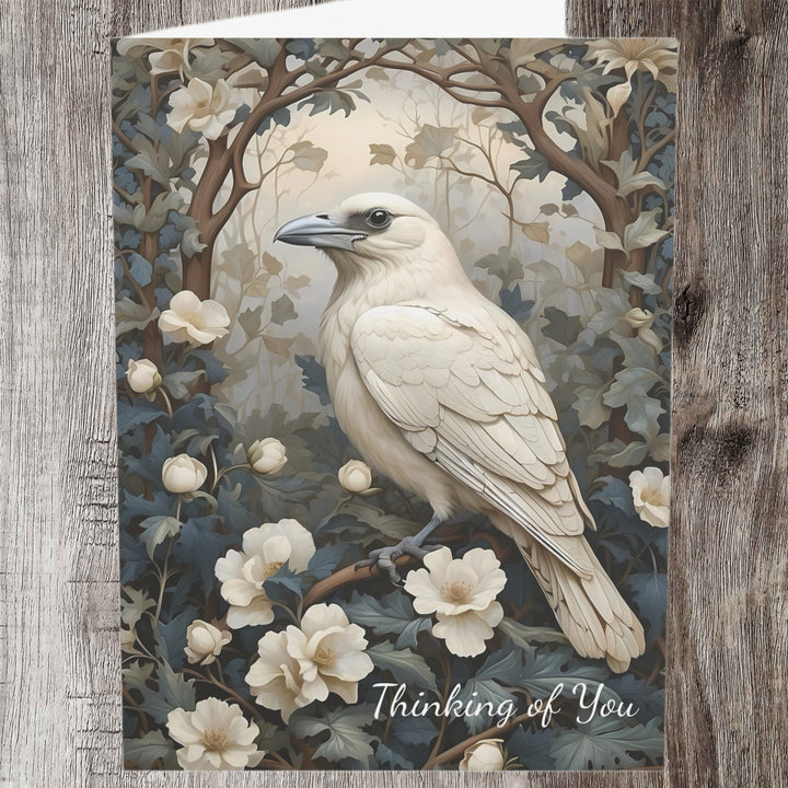 White Raven Boho Greeting Card: Thinking of You Poem | Single or Set