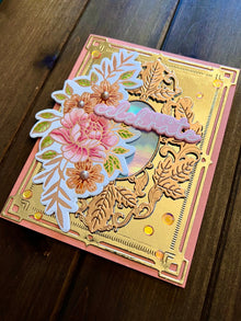 Floral Mirror Handmade Card: Rose Gold 'Let's Celebrate'