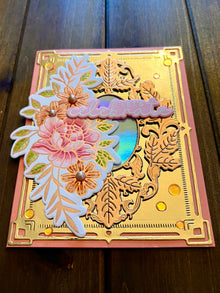 Floral Mirror Handmade Card: Rose Gold 'Let's Celebrate'
