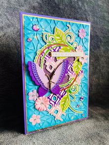 Purple Folk Butterfly on Leaf Hoop From All of Us Card