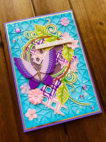 Purple Folk Butterfly on Leaf Hoop From All of Us Card