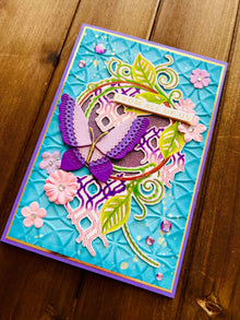 Purple Folk Butterfly on Leaf Hoop From All of Us Card