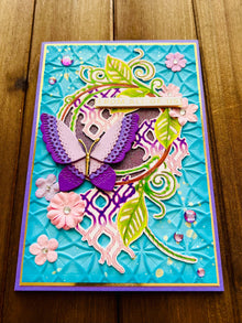 Purple Folk Butterfly on Leaf Hoop From All of Us Card