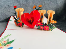 Gold Hearts 3D Pop Up Card - I Love You Anniversary Card
