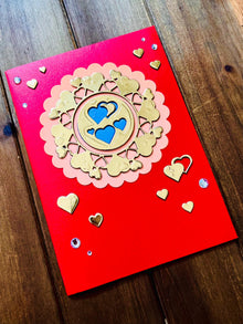 Gold Hearts 3D Pop Up Card - I Love You Anniversary Card