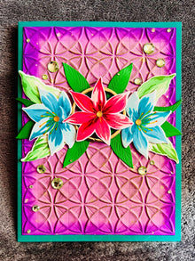 3D Pop Up Lotus Card: Floral Trio, Teal & Pink