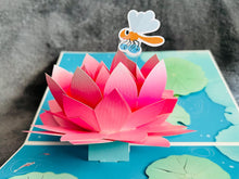 3D Pop Up Lotus Card: Floral Trio, Teal & Pink