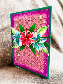 3D Pop Up Lotus Card: Floral Trio, Teal & Pink