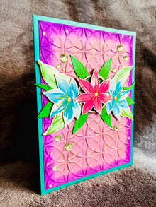 3D Pop Up Lotus Card: Floral Trio, Teal & Pink