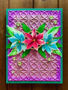 3D Pop Up Lotus Card: Floral Trio, Teal & Pink