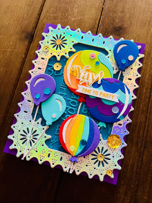 Color Blocked Balloons Yay! Time To Party Birthday Card