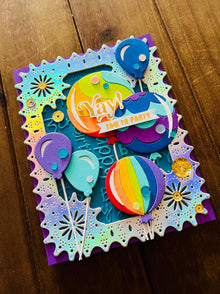 Color Blocked Balloons Yay! Time To Party Birthday Card