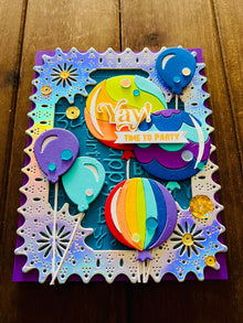 Color Blocked Balloons Yay! Time To Party Birthday Card