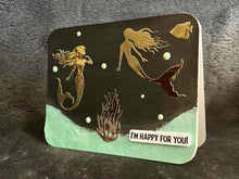 Mermaids "Happy For You" Card with Whimsical Design for Celebratory Greetings
