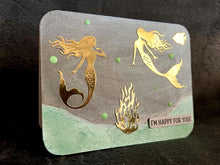 Mermaids "Happy For You" Card with Whimsical Design for Celebratory Greetings