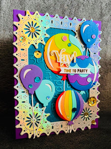 Color Blocked Balloons Yay! Time To Party Birthday Card