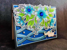 Blue Cosmos Flower Bunch Birthday Greetings Card