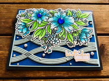 Blue Cosmos Flower Bunch Birthday Greetings Card