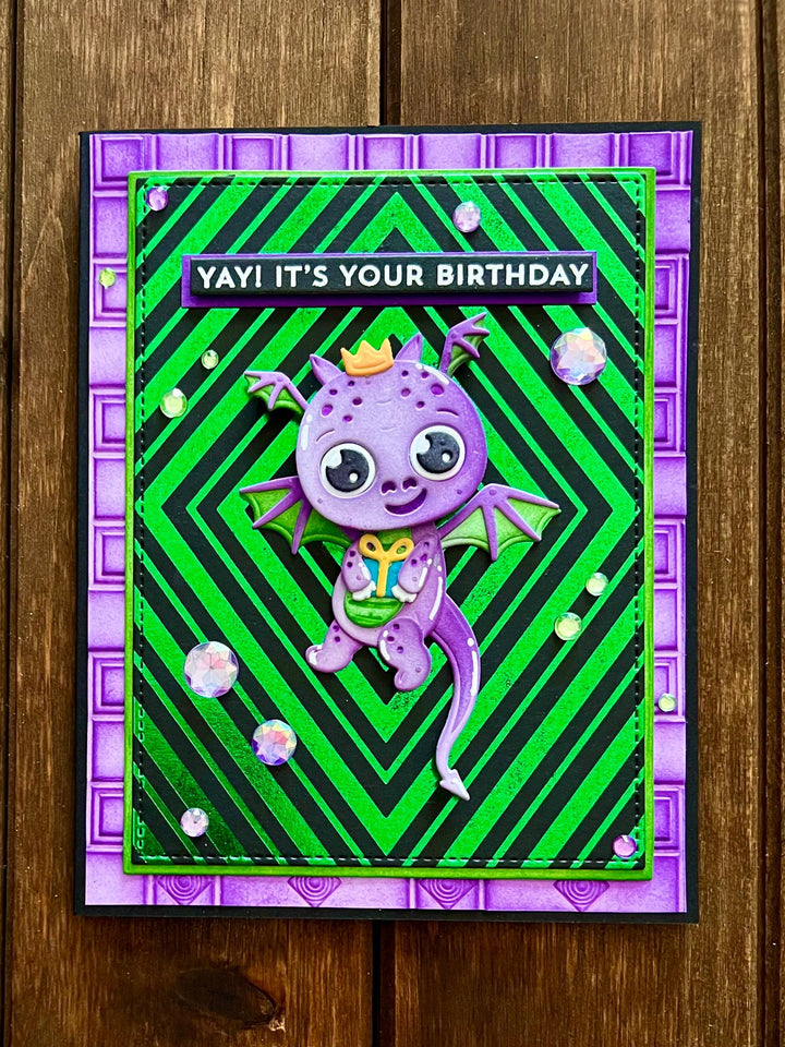 Dancing Purple Dragon Birthday Card: Interactive Whimsical Design