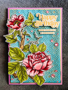 Lavender Rose Branch Birthday Card