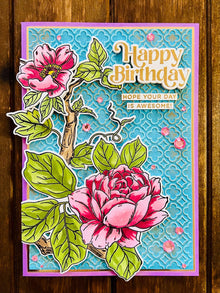 Lavender Rose Branch Birthday Card